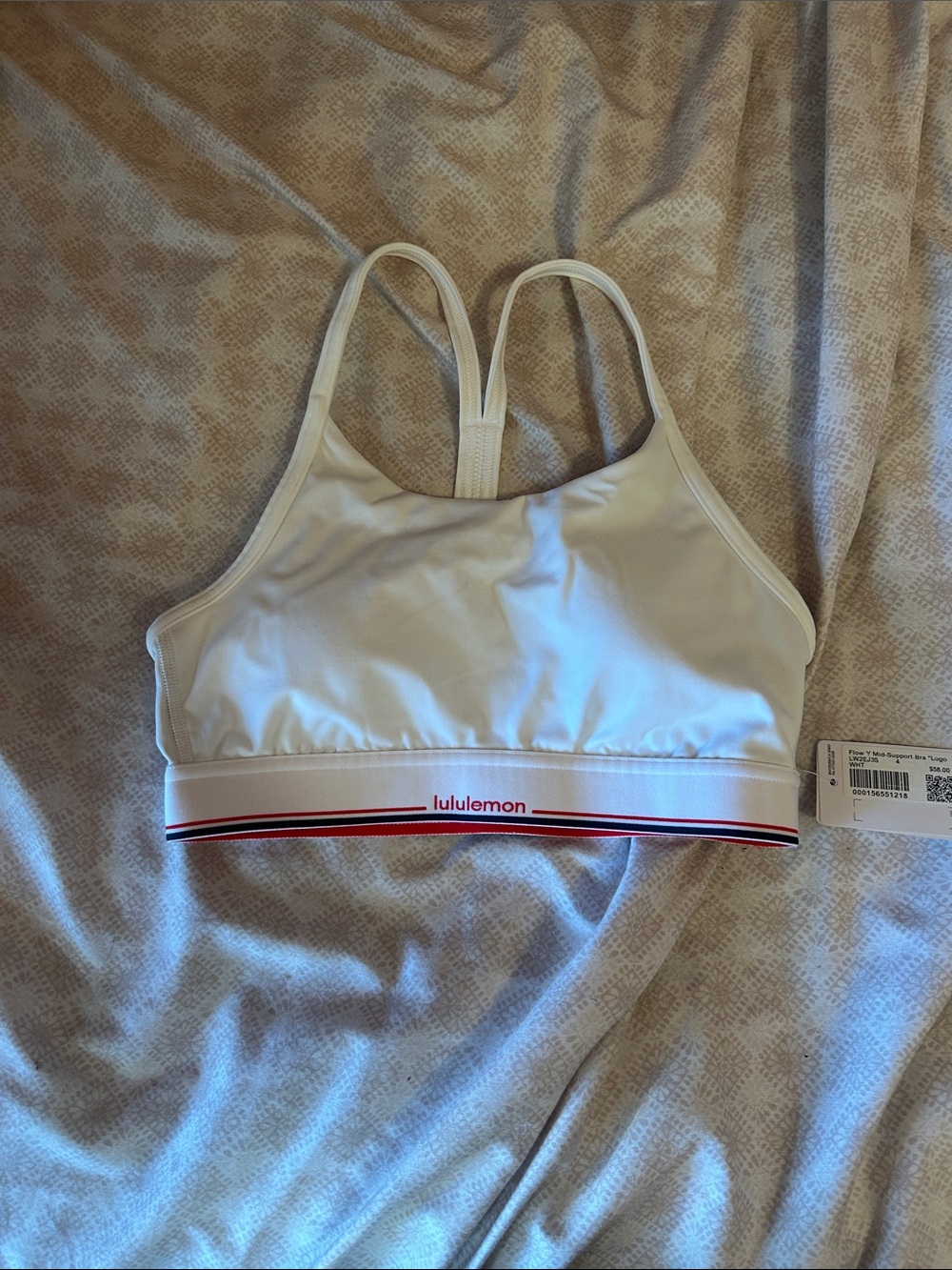 lululemon athletica White Swim Bralette with Red and Navy Stripe